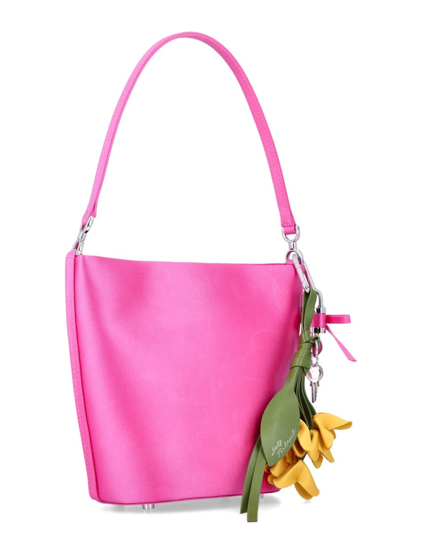Self-Portrait Satin Charm Bucket Bag