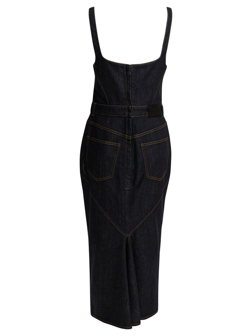 Givenchy Fitted Midi Sheath Dress In Raw Denim