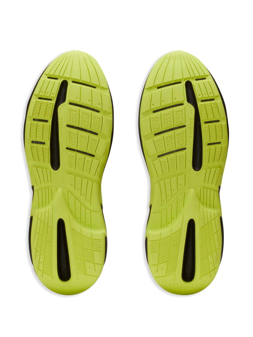 Balmain Black Run-Row Neon Accented Leather Sneakers