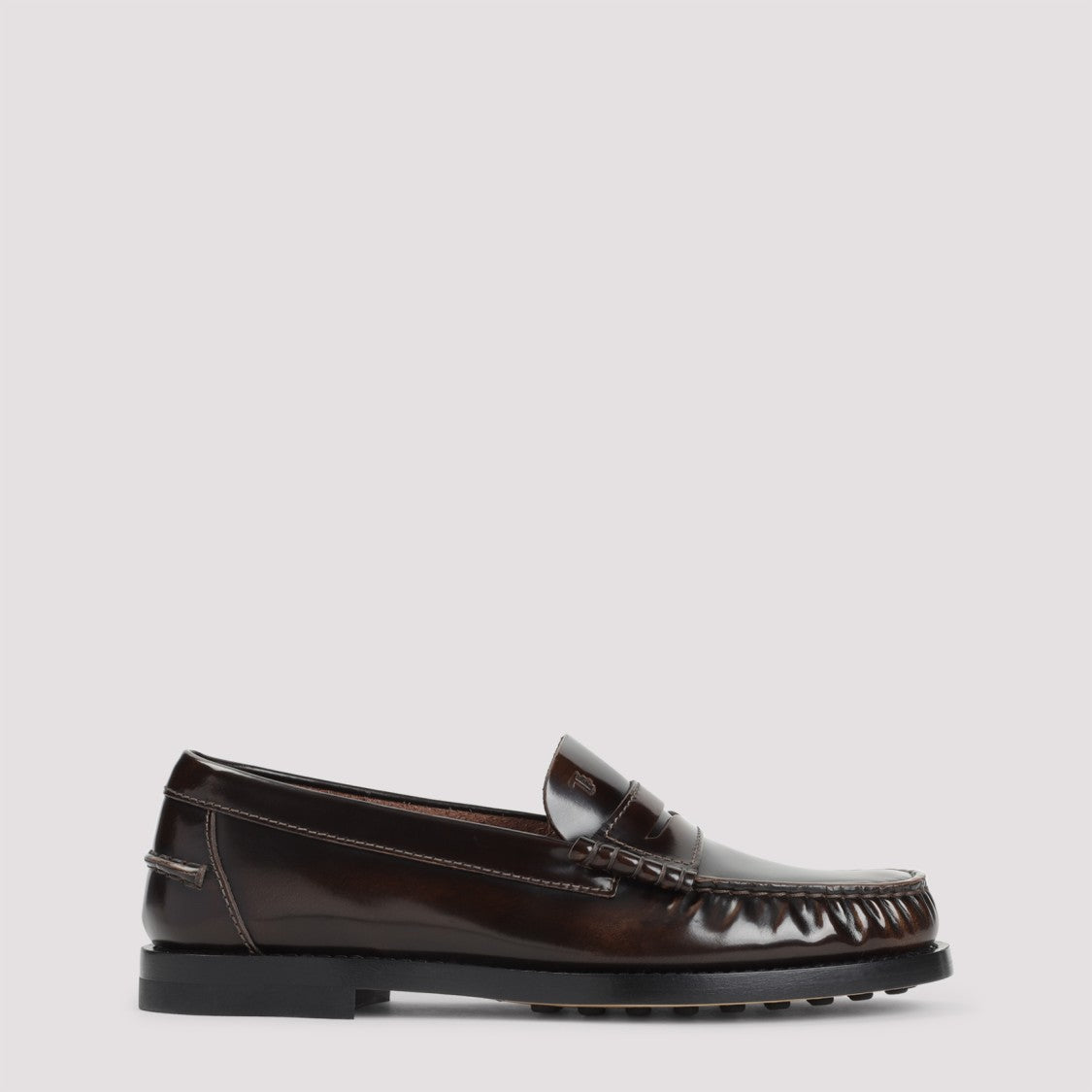 Tod's Brown Calf Leather Loafers With Penny Strap