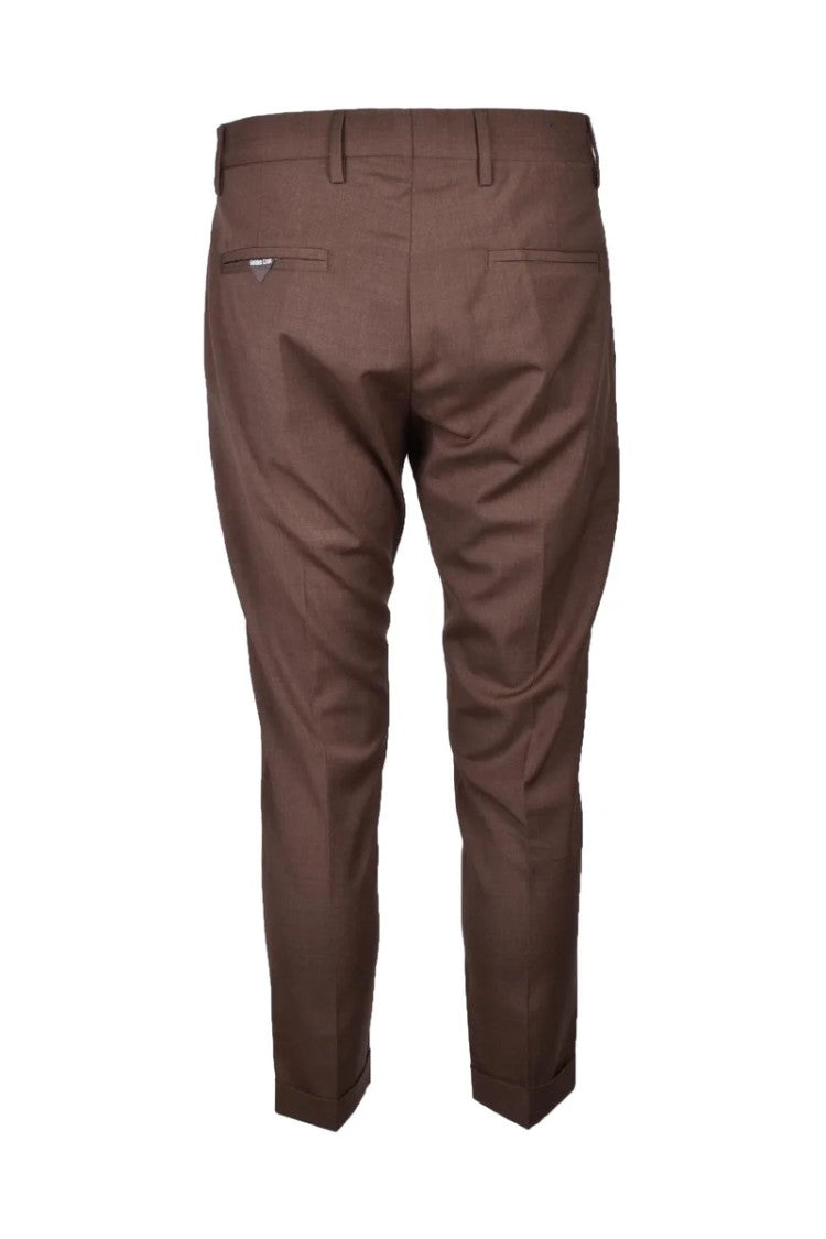 Golden Craft 1957 Tailored Brown Trousers With Mid-Rise Waist