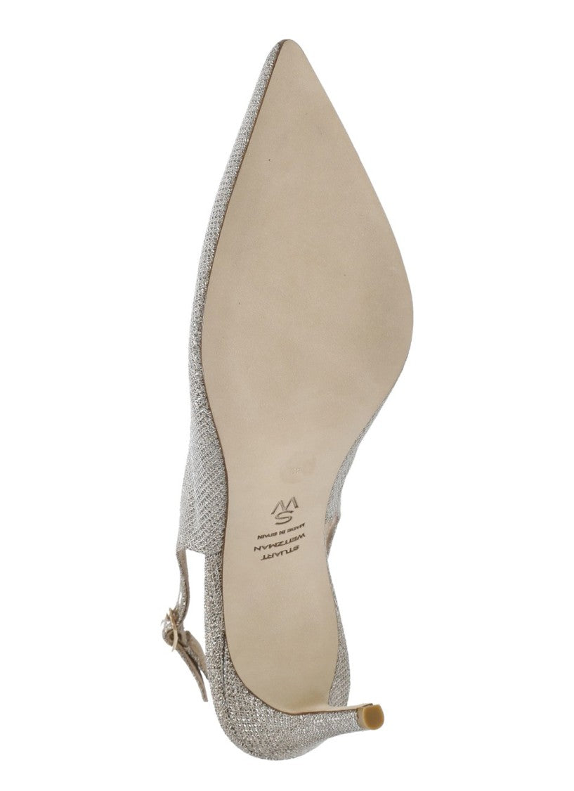 Stuart Weitzman Gold Stuart Power Lurex Slingback Pumps
