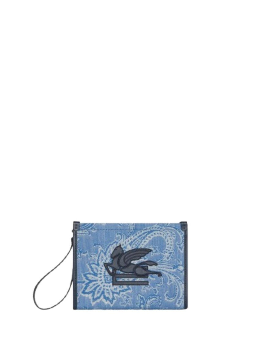 Etro Rectangular Clutch Bag With Jacquard Paisley Pattern