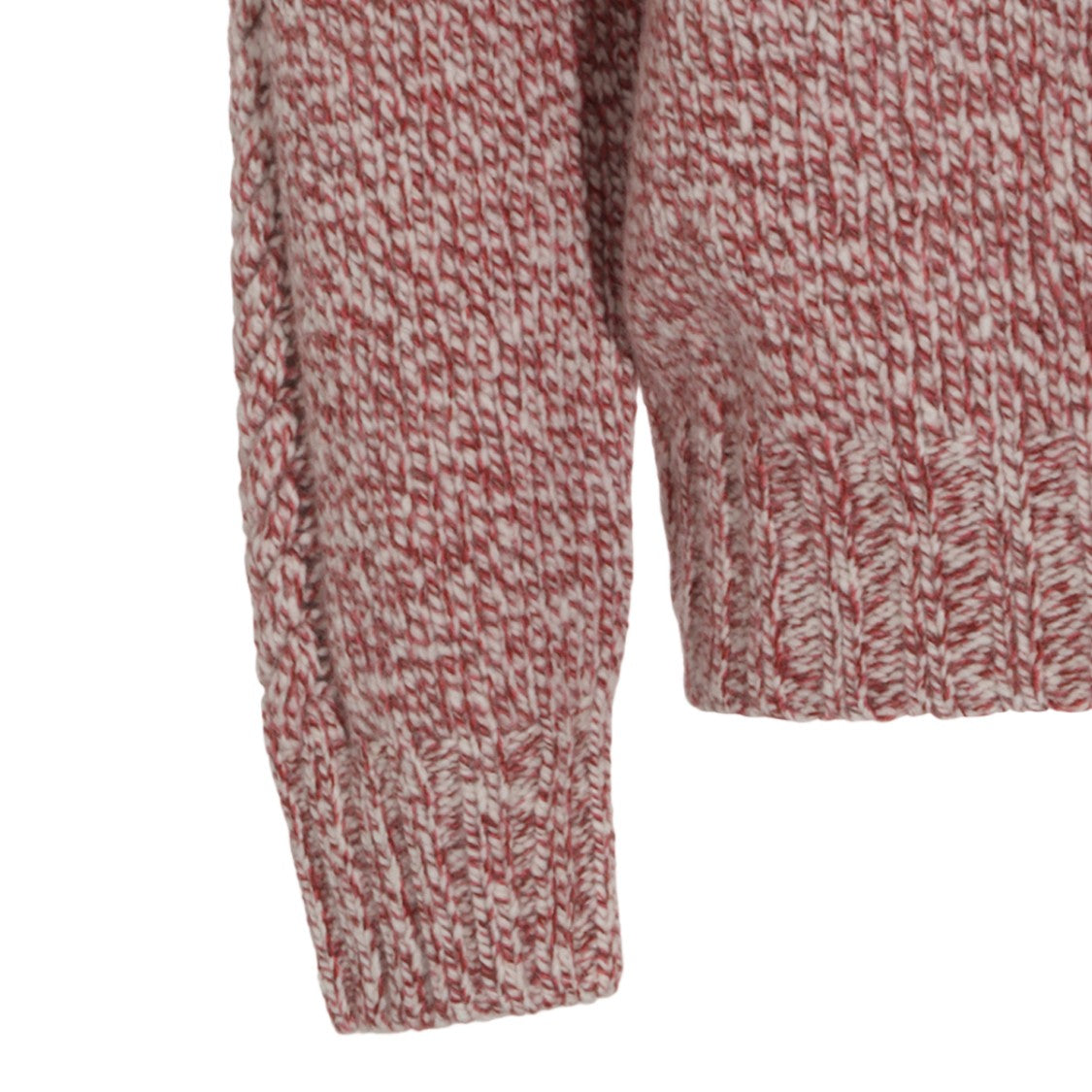 04651/A Trip In A Bag Textured Knit Sweater With Marled Red And White Yarn