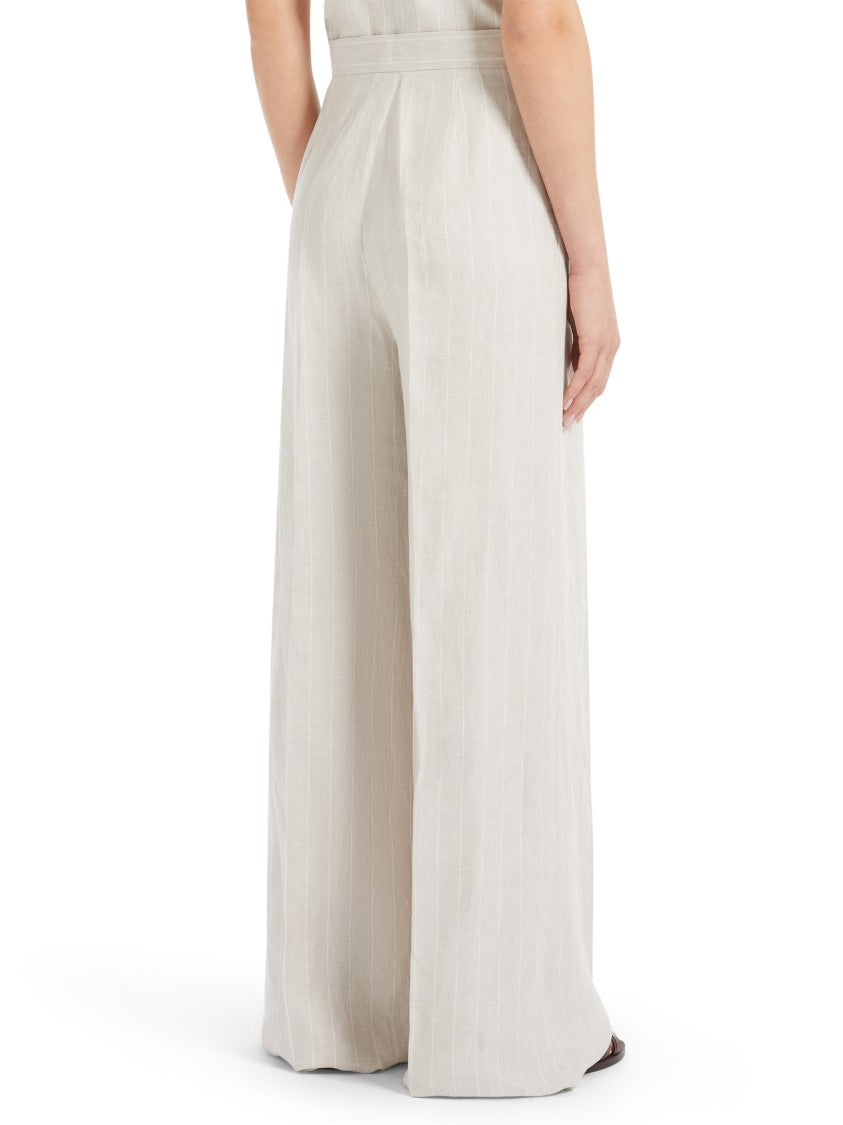 Max Mara Batavia Cotton-Linen Full-Length Trousers
