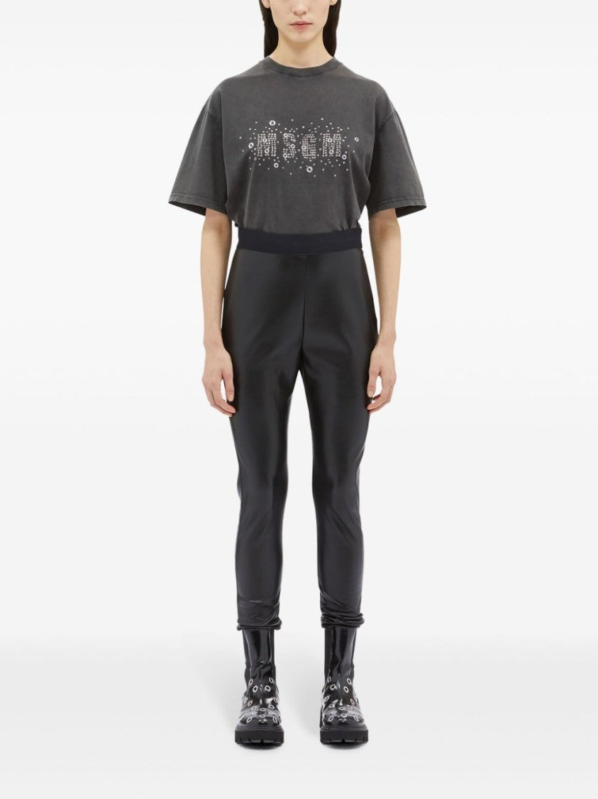 Msgm Black Faux Leather High-Waisted Skinny Pants