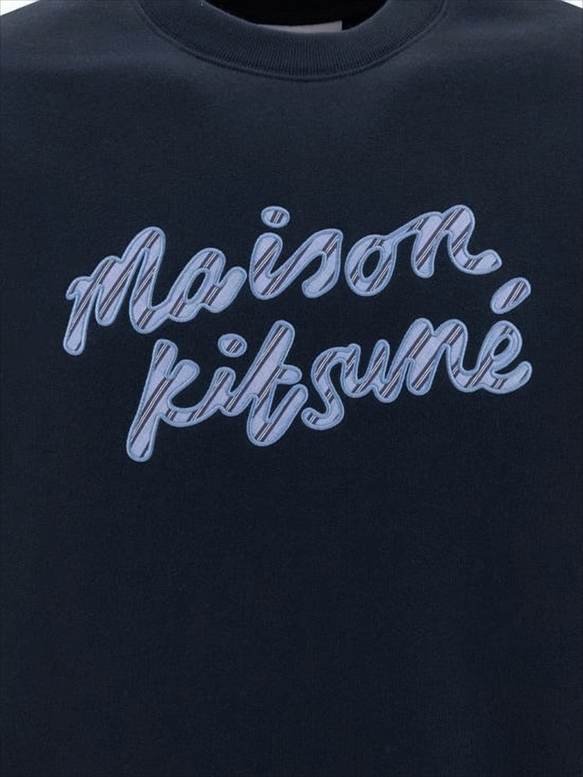 Maison Kitsuné Long-Sleeve Black Sweatshirt With Bold Script Logo