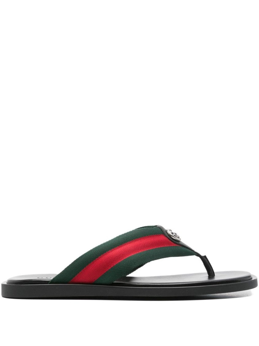 Gucci Thong-Style Flat Shoes With Metallic Logo Emblem