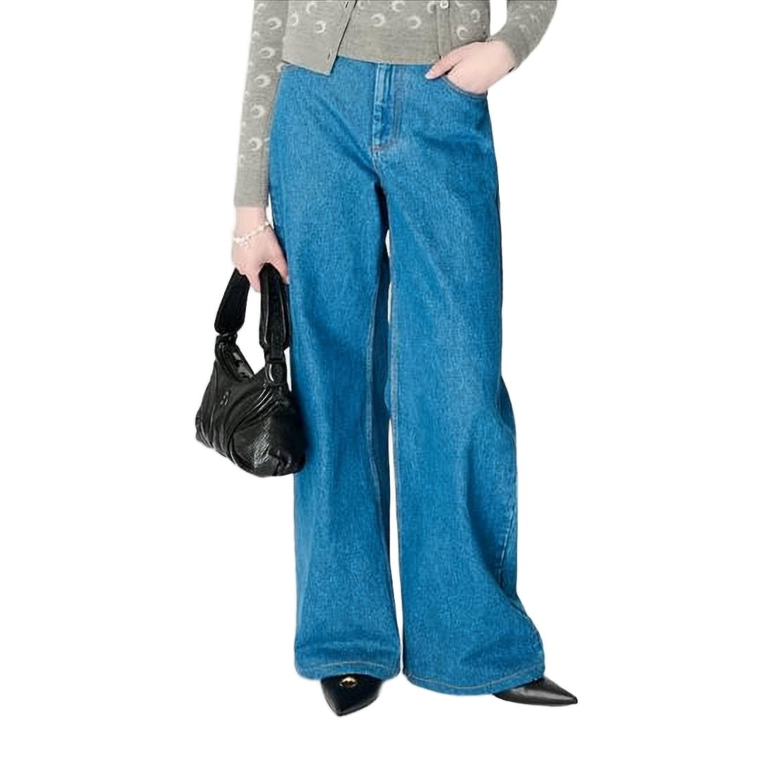 Marine Serre Wide-Leg Denim Trousers With High Waist