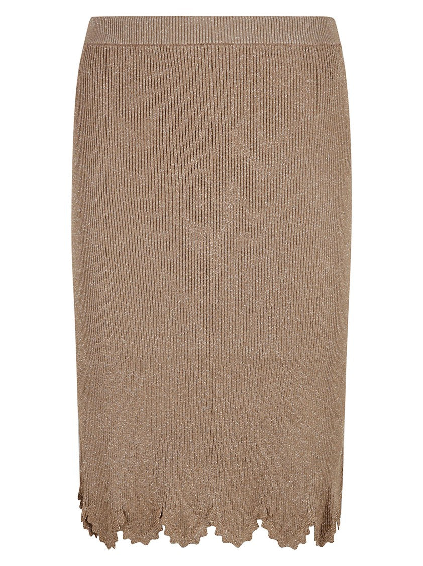Chloé Ribbed Textured Skirt With Scalloped Hem