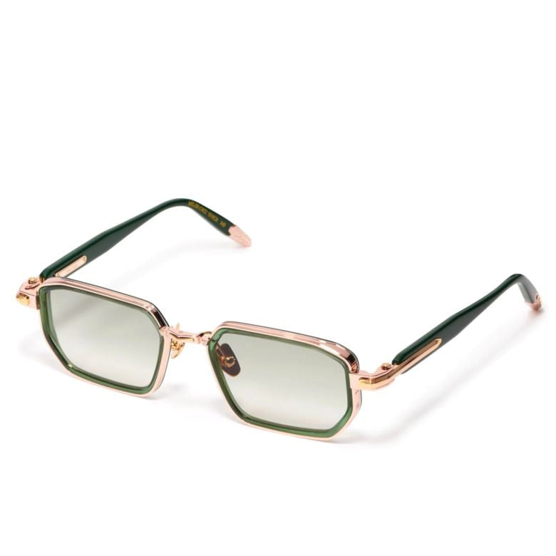 John Dalia Geometric Frame Sunglasses In Green And Gold Tones
