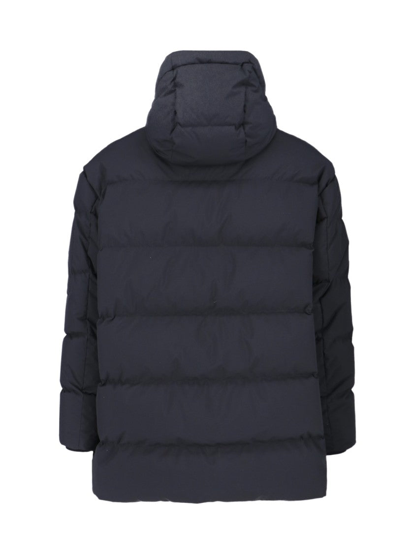 Herno Minimalist Black Zipper Jacket With Subtle Stitching