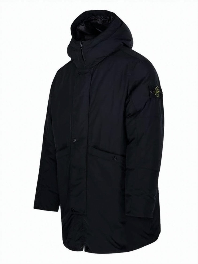 Stone Island Padded Casual Jacket With High Collar And Hood