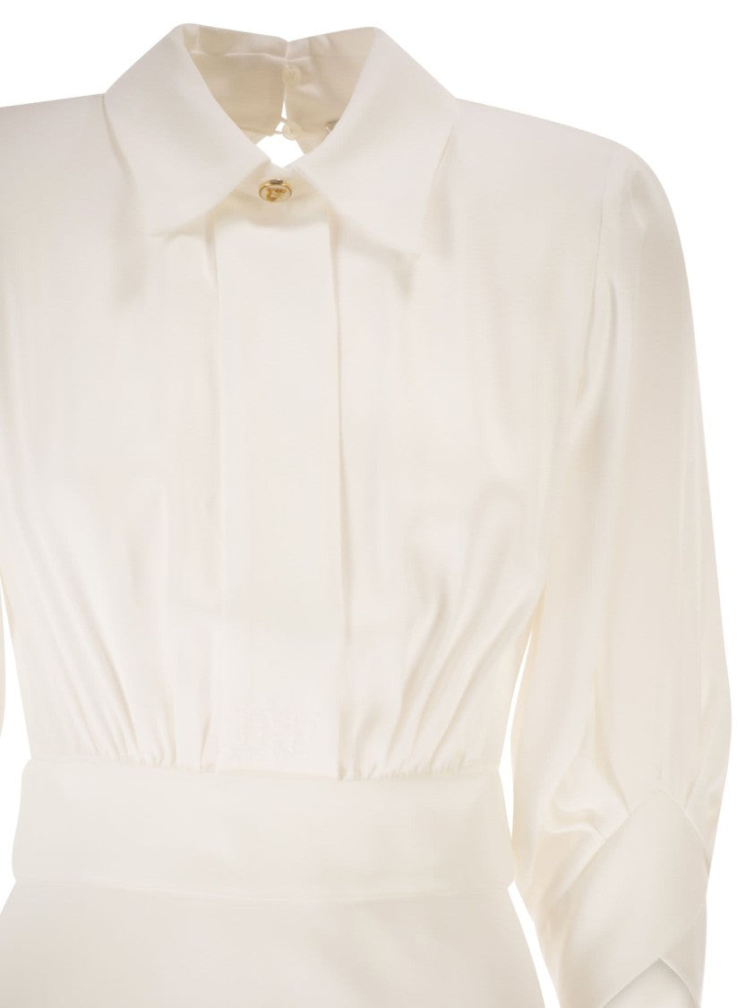 Elisabetta Franchi Regular Fit Viscose Georgette Dress With Flounced Skirt