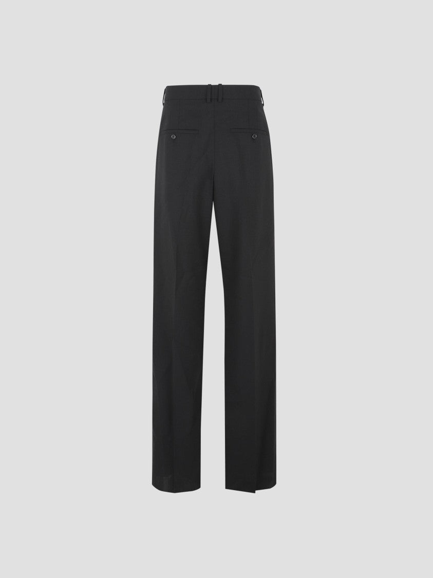 Saint Laurent Black Tailored Flat Trousers With Clean Waistband