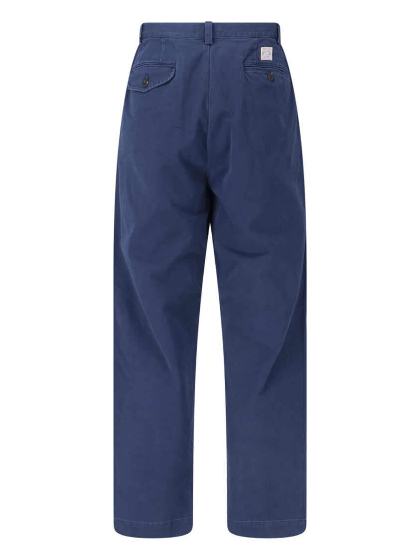 Polo Ralph Lauren Blue Mid-Rise Straight-Leg Cotton Pants