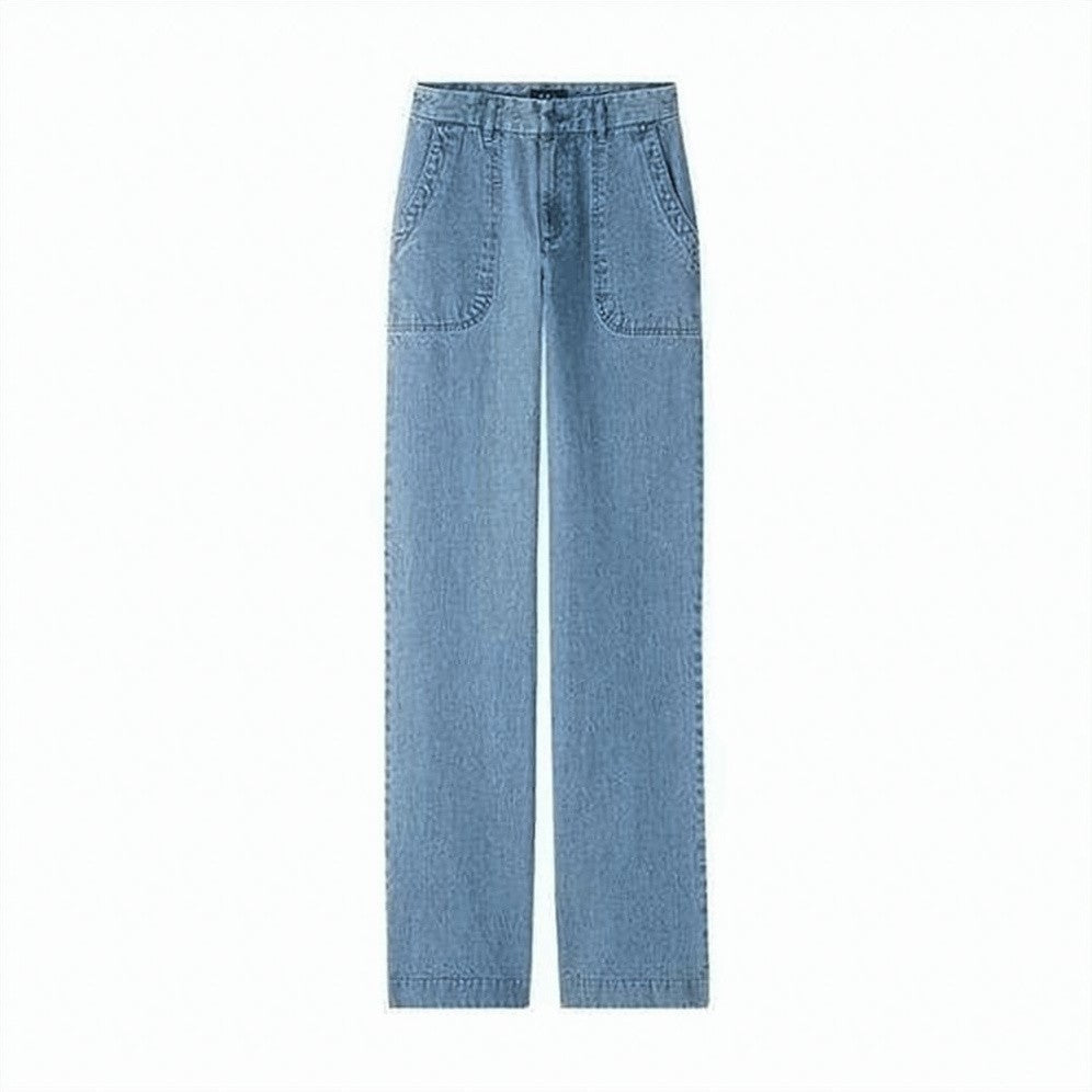 A.P.C. Straight-Leg Denim Pants With High Waist And Patch Pockets