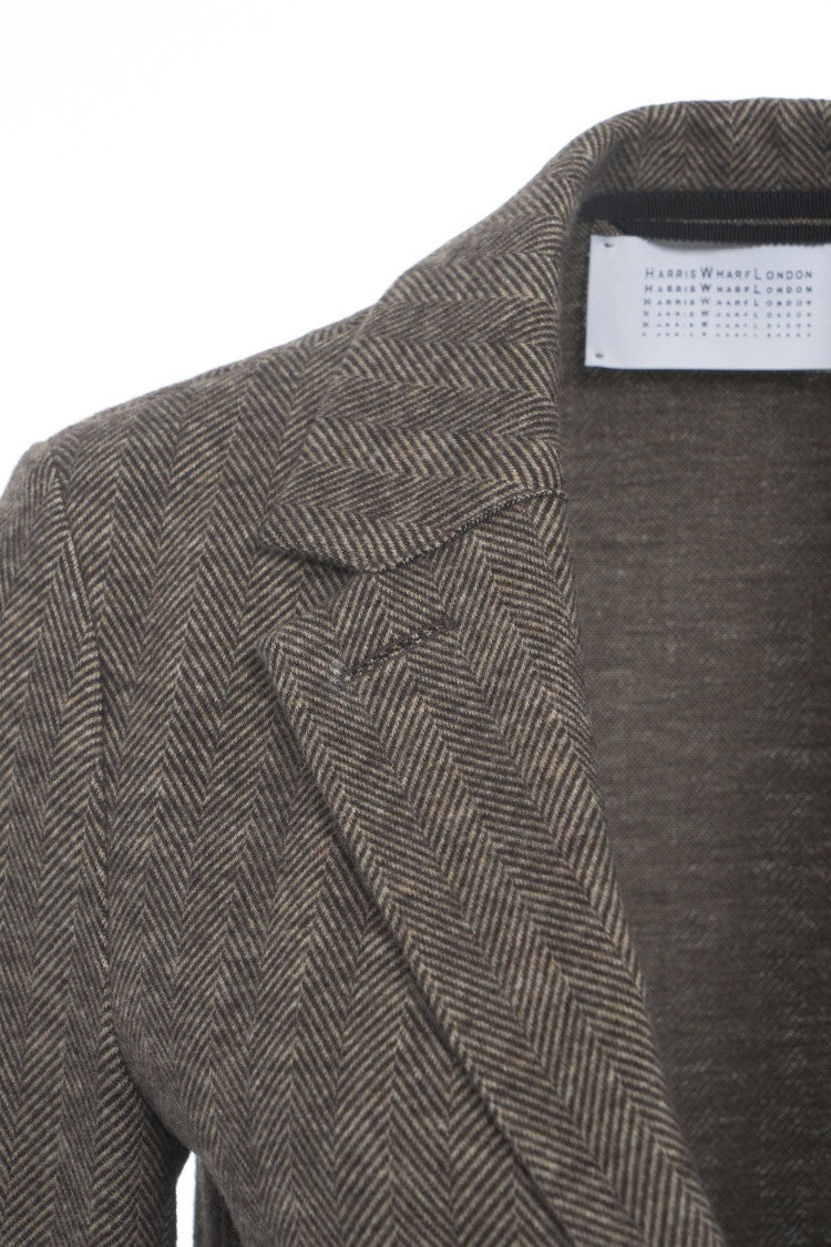 Harris Wharf London Single-Breasted Houndstooth Blazer With Notched Lapels And Patch Pockets