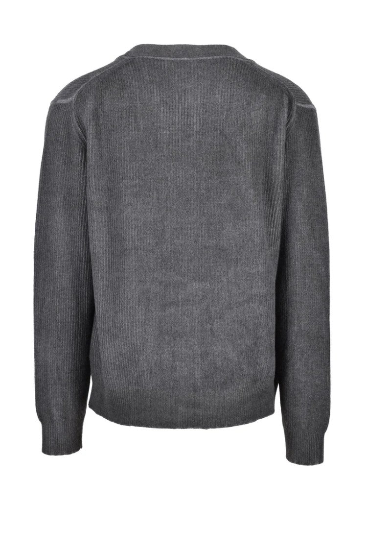 Original Vintage Style Ribbed Knit Cardigan With V-Neck