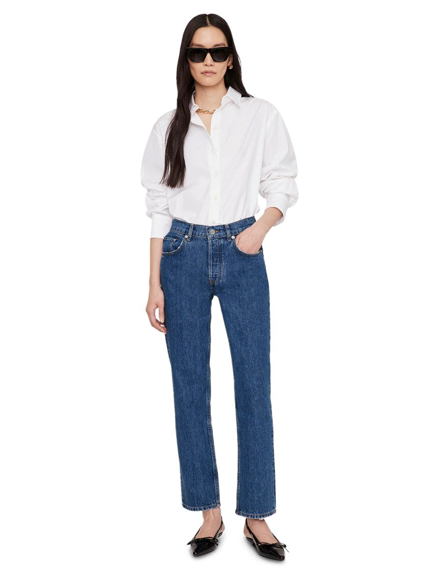 Anine Bing Relaxed-Fit White Button-Down Shirt With Curved Hem