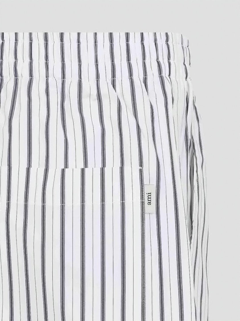 Ami Paris Vertical Striped Cotton Shorts