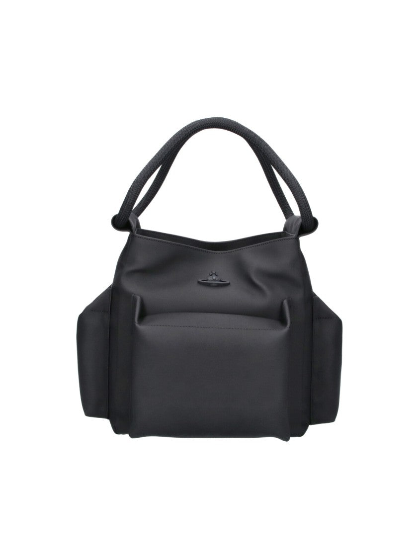 Vivienne Westwood Black Alton Structured Fabric Orb Logo Tote Bag