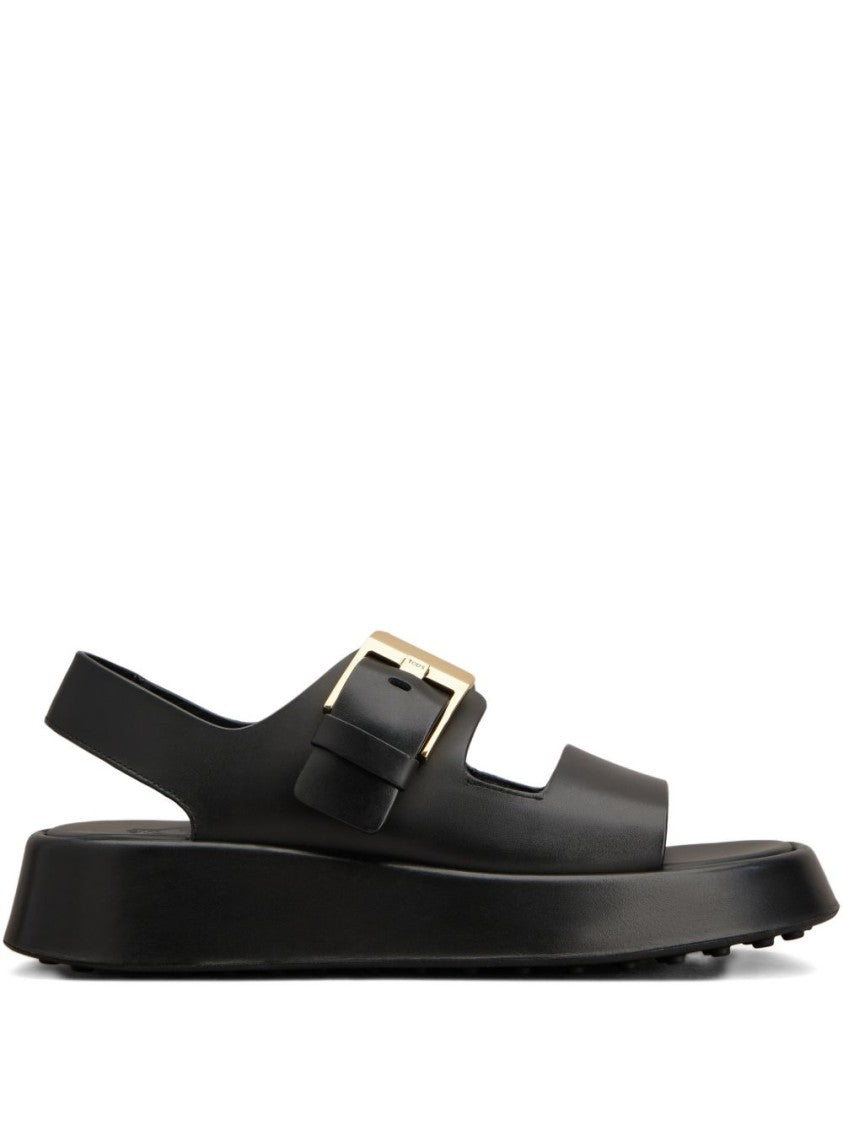 Tod's Black Buckle Fastening Platform Open Sandals