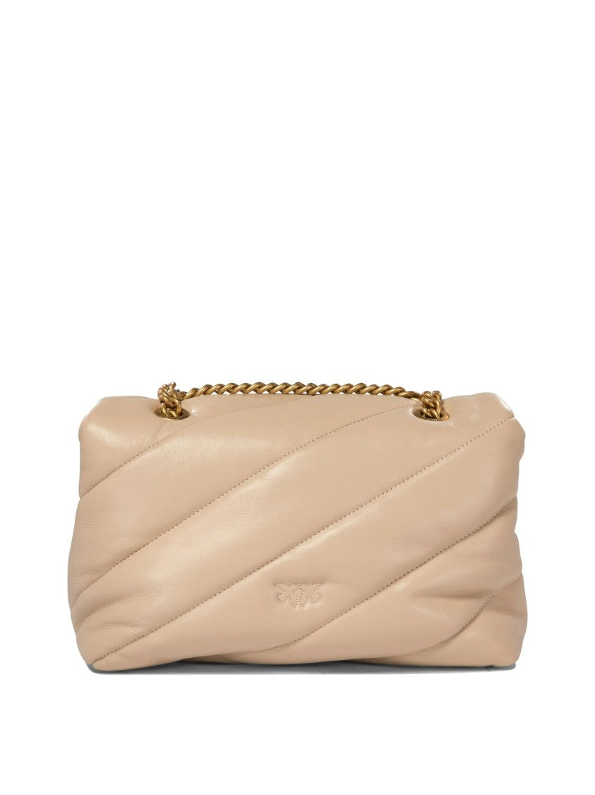 Pinko Quilted Padded Leather Shoulder Bag With Gold-Tone Bird Clasp