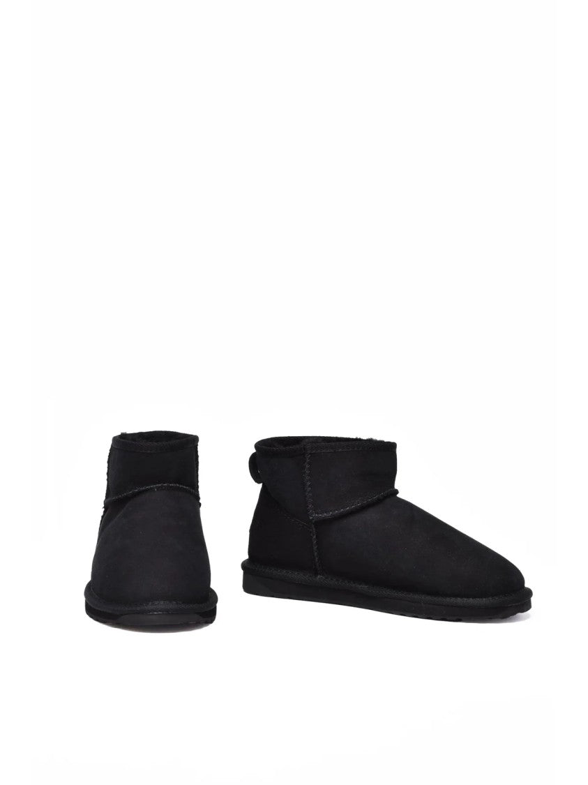 Emu Australia Black Leather Fur Stinger Micro Ankle Boots