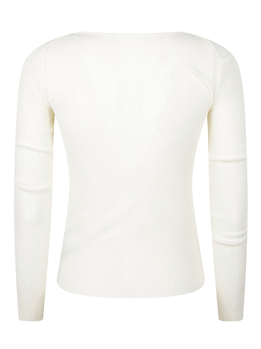 La Piscine Ribbed Long-Sleeved Crew Neck Top