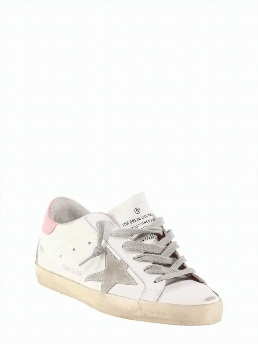 Golden Goose Distressed White Leather Low-Top Sneakers With Suede Accents
