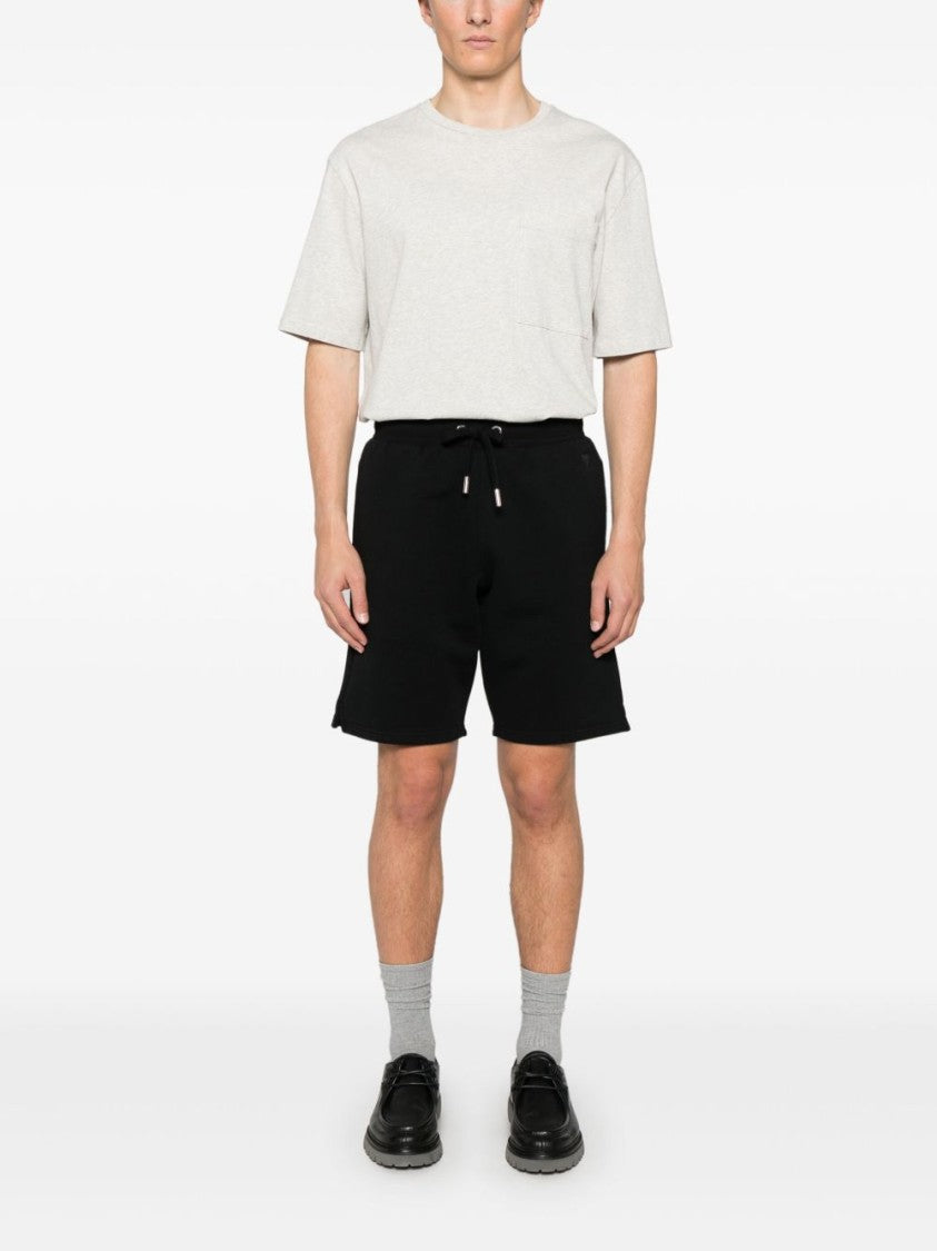 Ami Black De Coeur-Embroidered Shorts