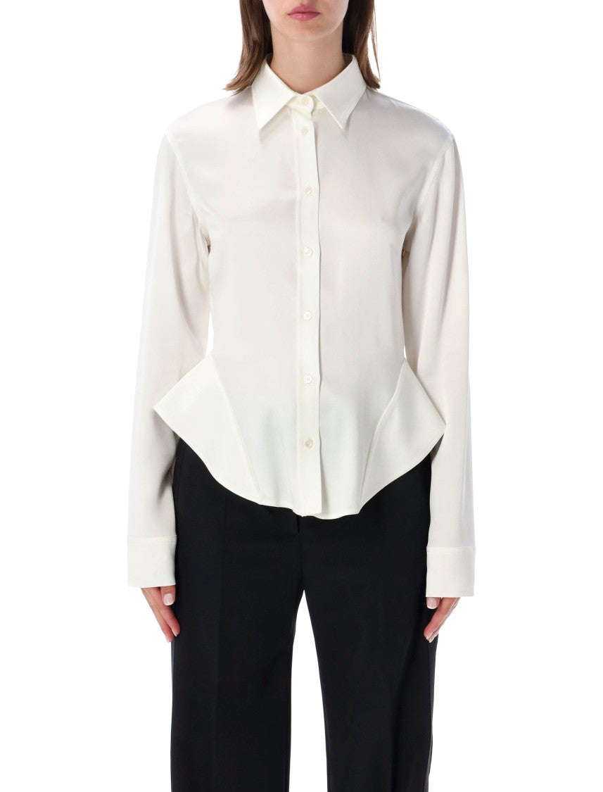 Stella Mccartney Peplum-Style White Shirt With Classic Button-Down Front