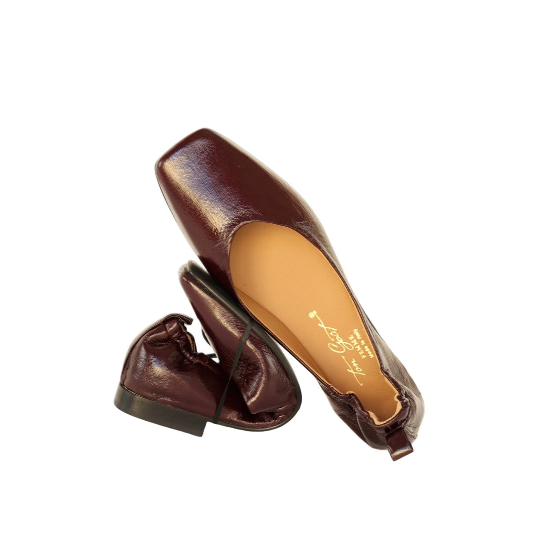 Ton Gout Square Toe Ballerina Flats In Rich Bordo