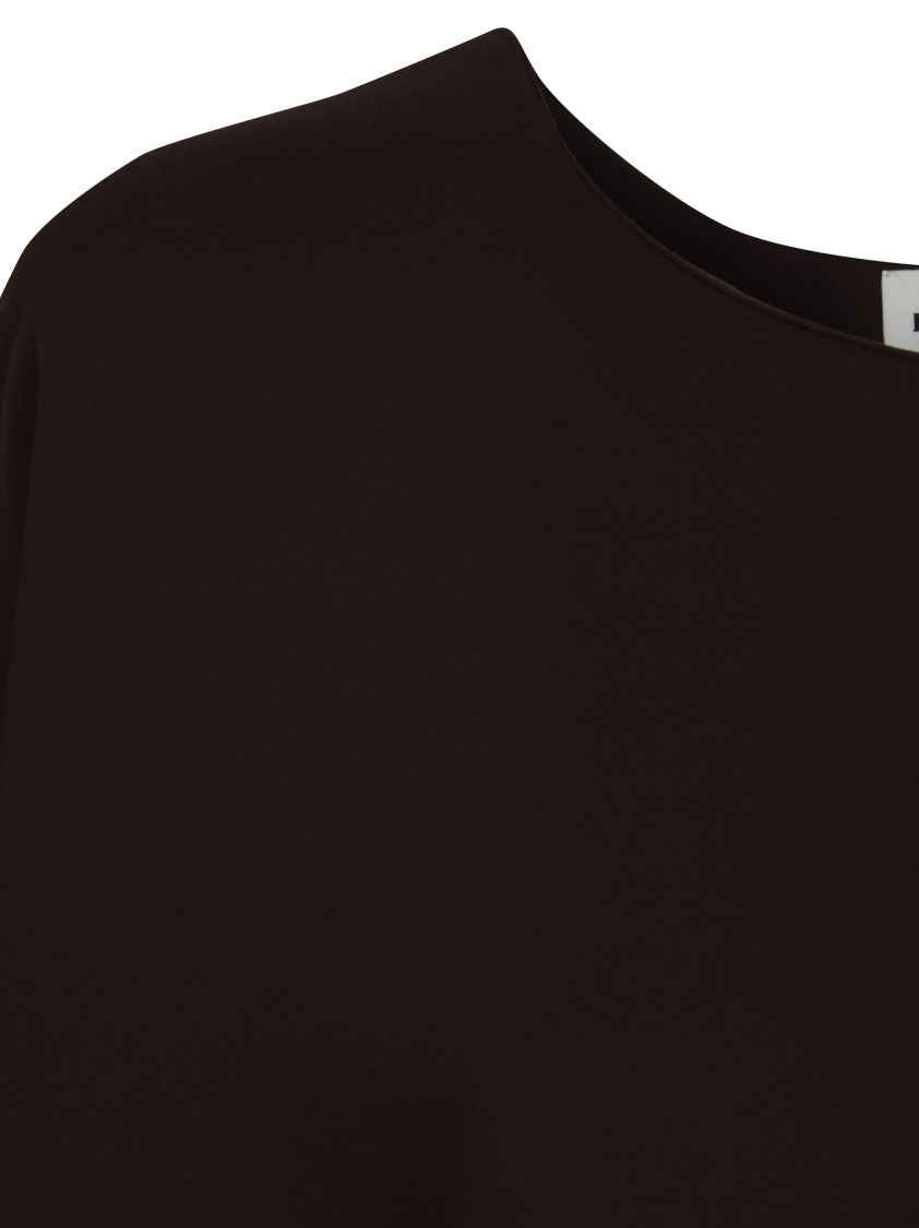 Parosh Brown Boxy Cady Cropped Blouse