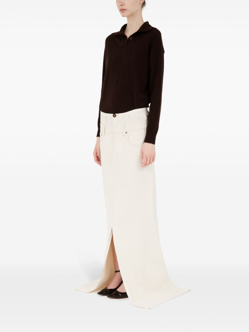 Maison Margiela Beige Cotton Denim Long Skirt
