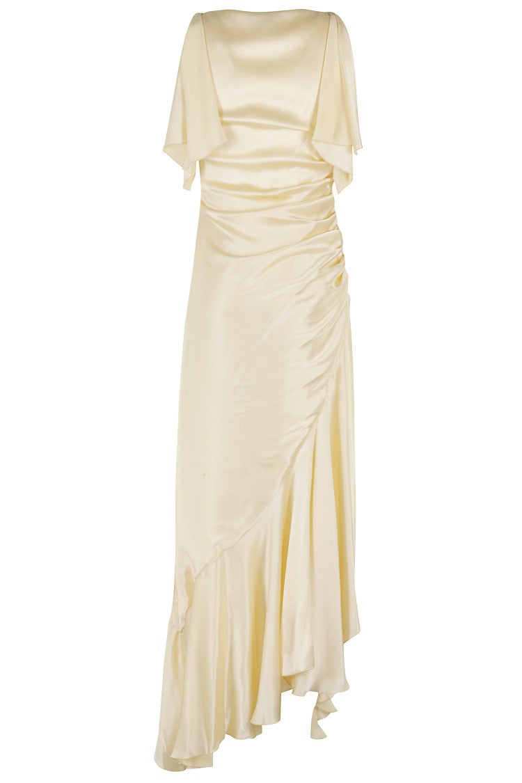 Amen Ochre Satin Evening Dress
