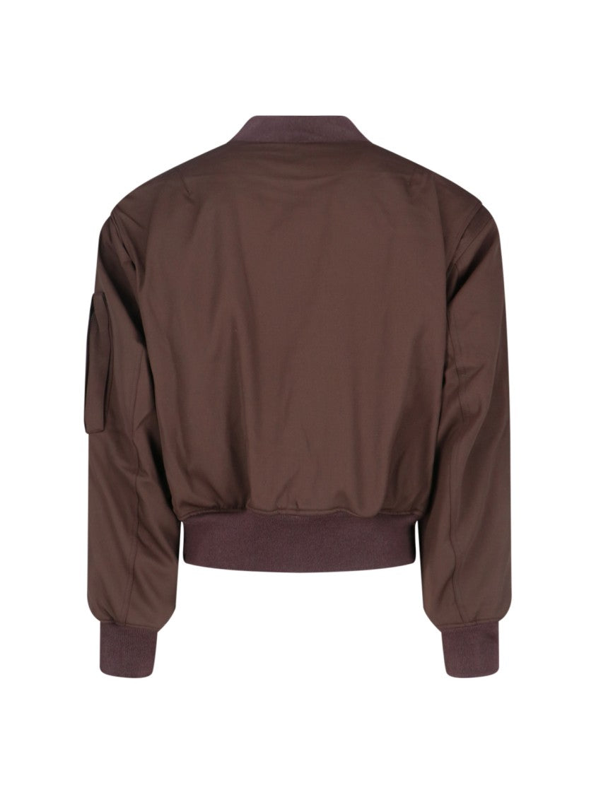 Entire Studios Brown Wool Bomber Jacket With Ribbed Details