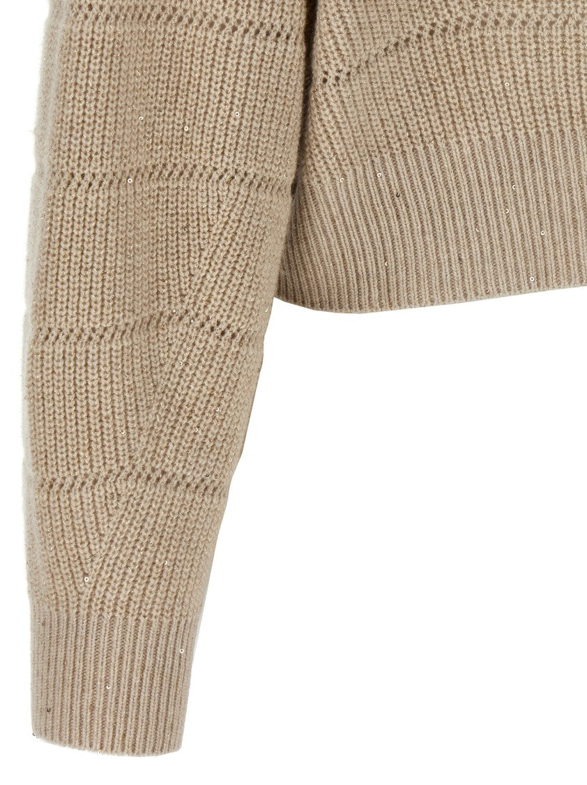 Brunello Cucinelli Rustic Dazzling Net' Cropped Sweater