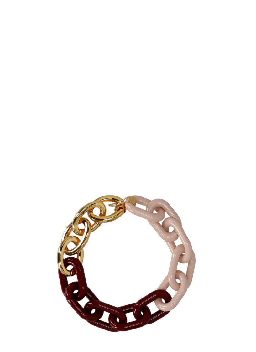 Marni Multicolor Resin And Metal Chain Necklace With Clip Closure