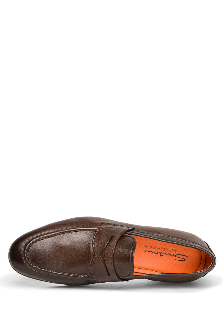 Santoni Goodyear Leather Loafers
