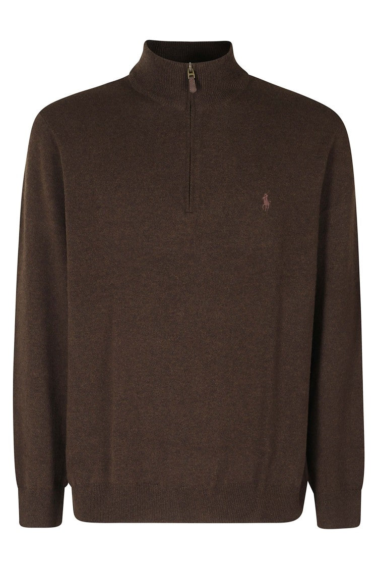 Polo Ralph Lauren Cinnamon Brown Half-Zip Merino Wool Pullover Sweater