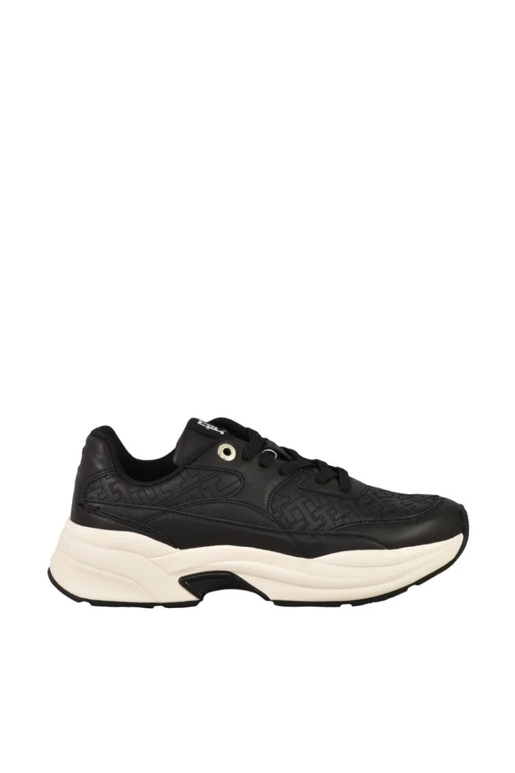 Tommy Hilfiger Black Quilted Leather Sneakers