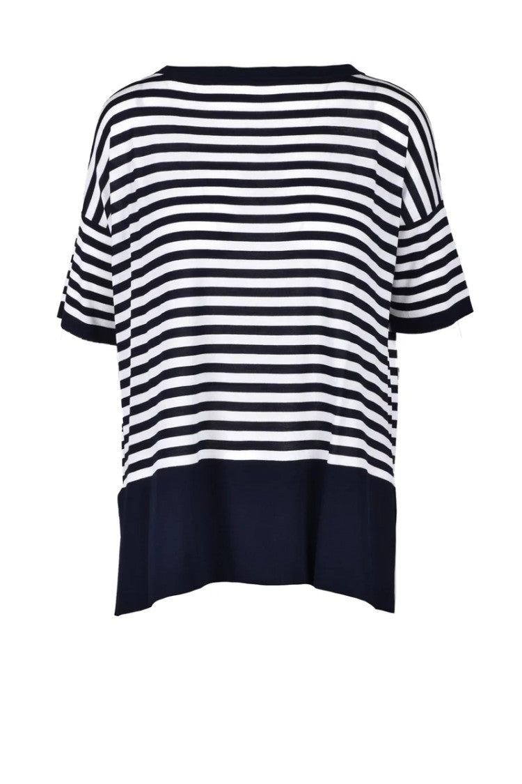 Wild Cashmere Viscose/Polyamide/Silk Knit Top - Blue/White