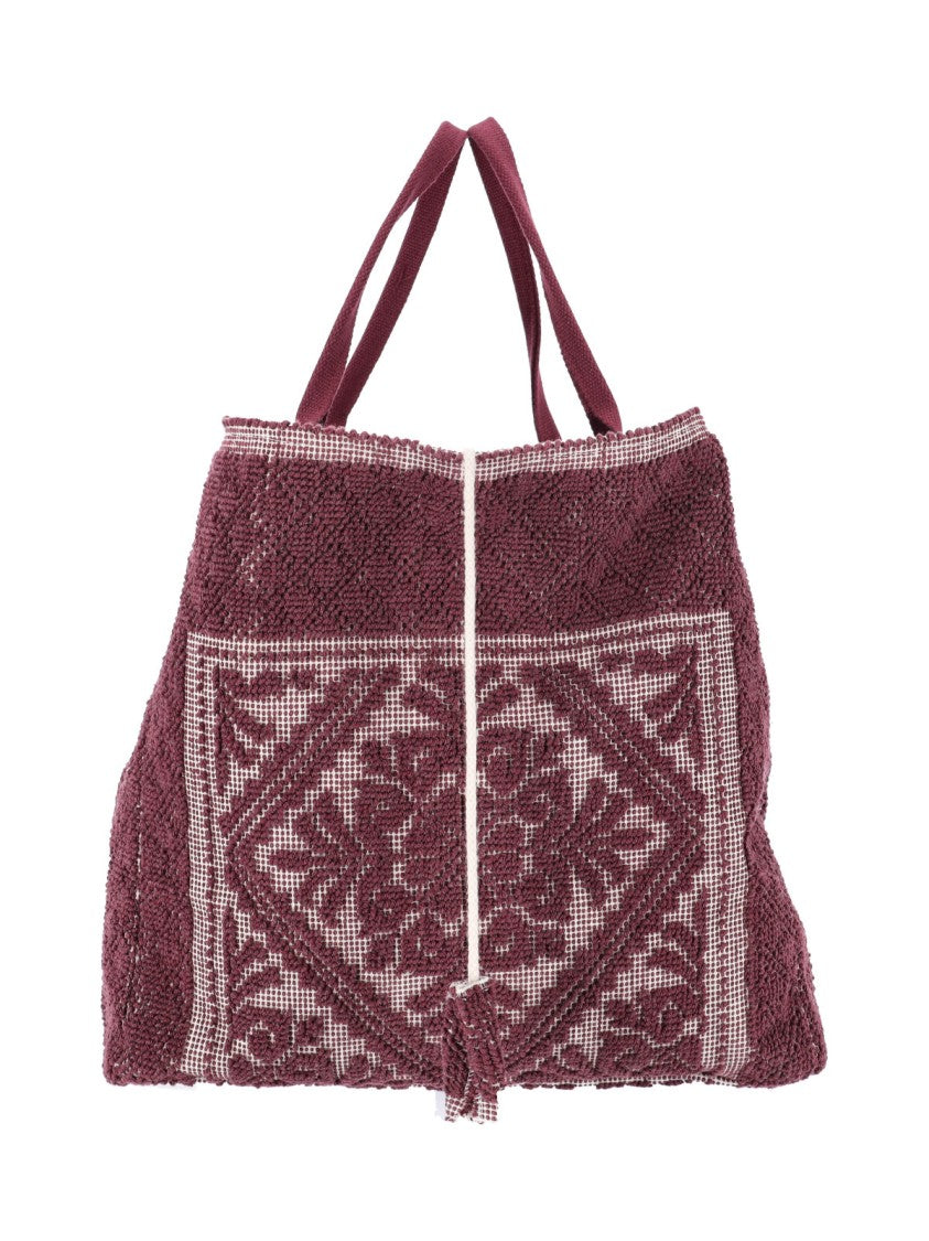 Ledaf Bordeaux Olbia Embroidered Tassel Tote Bag