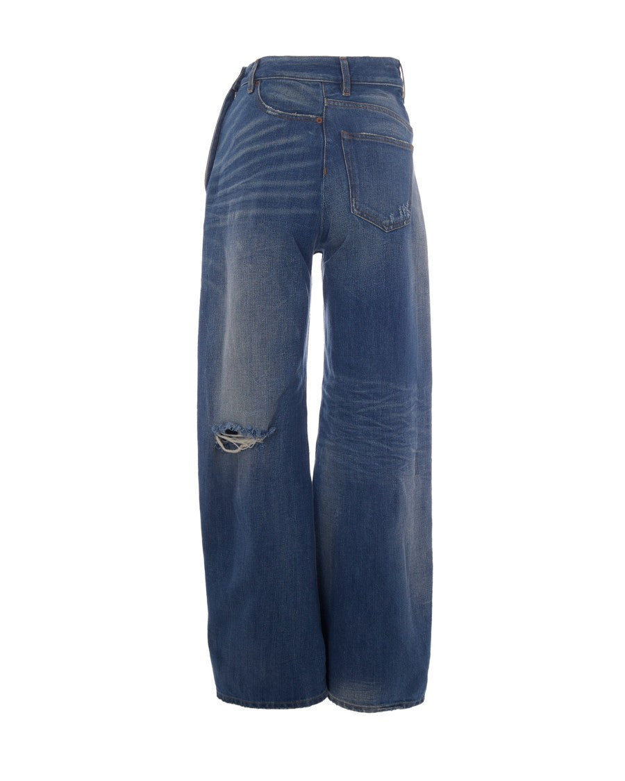 Mm6 By Maison Margiela Wide-Leg Jeans With Innovative 90° Twist And Vintage Finish