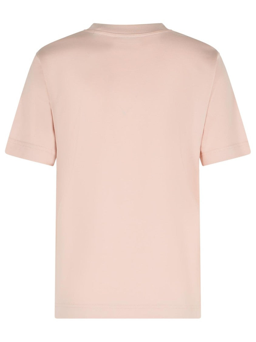 Burberry Soft Pink Cotton T-Shirt With Ribbed Neckline