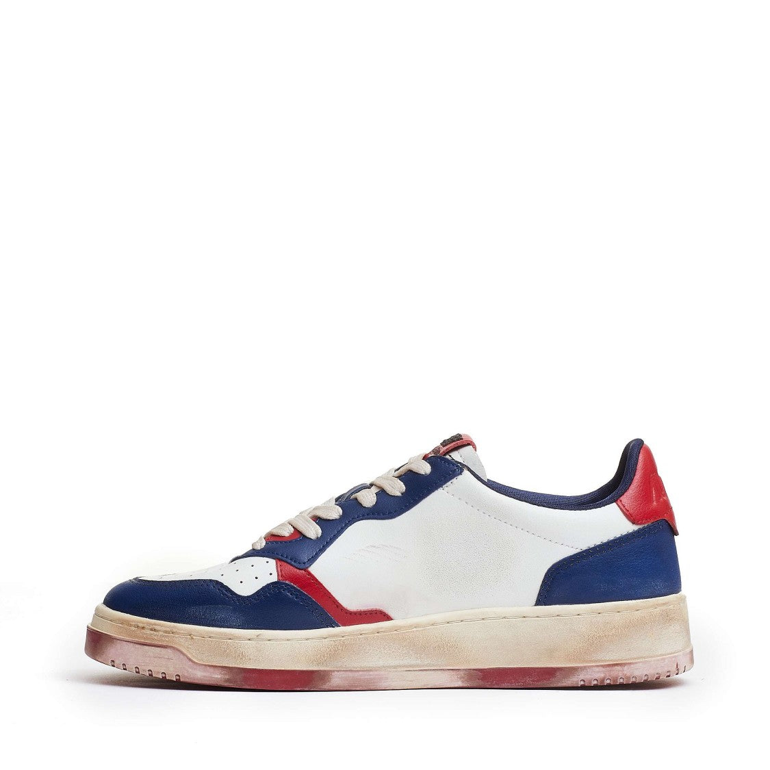 Autry White/Blue/Red Medalist Low Super Vintage Leather Sneakers