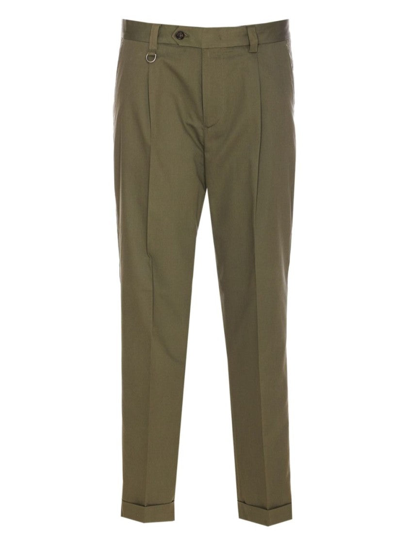 Paolo Pecora Tailored Green Trousers With Classic Waistband