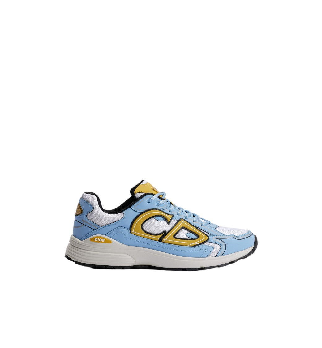 Christian Dior Dynamic Light Blue And White Sneakers With Bold Yellow Accents